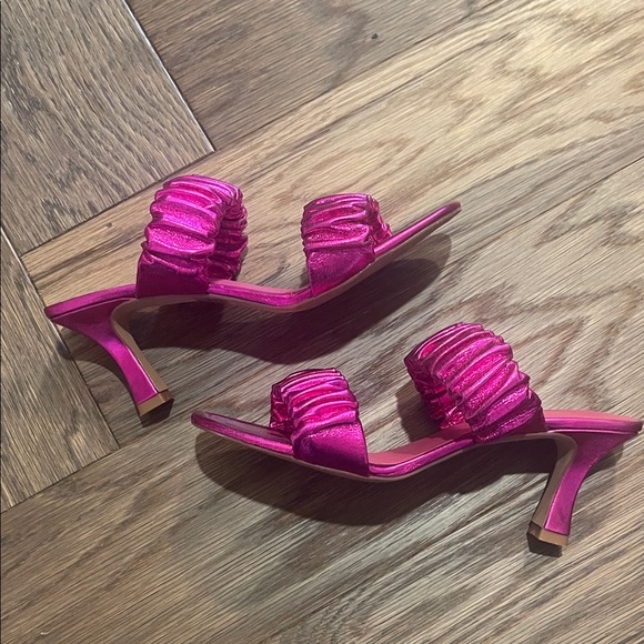 Anthropologie Vibrant Pink Ruffled Sandals - Picture 3 of 4